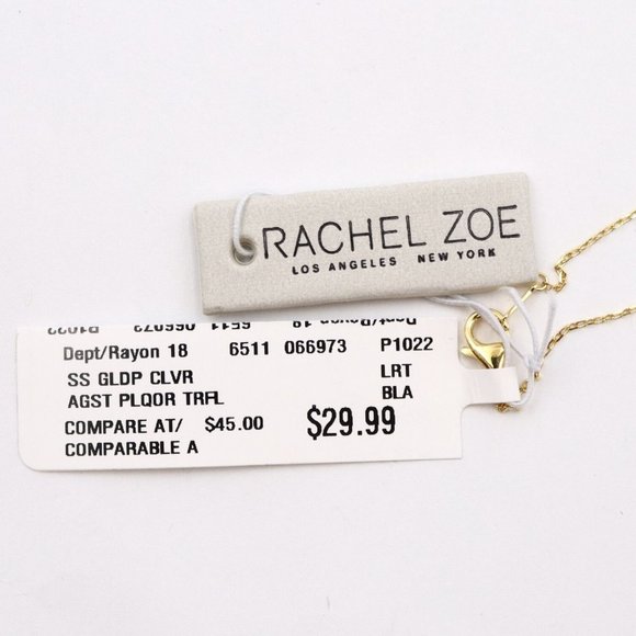 New RACHEL ZOE 18k Gold Plated Sterling Silver Clover Lariat Necklace - Picture 9 of 9